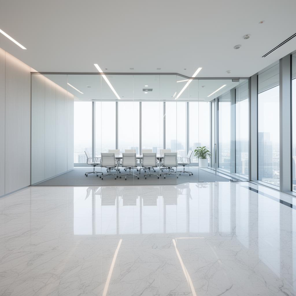 Pristine modern corporate office with polished floors